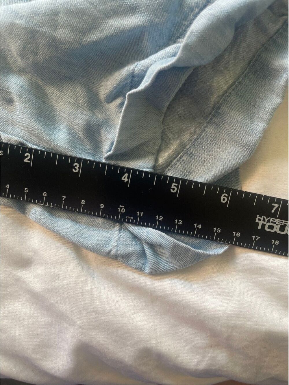 Wonderly Light Blue Button-Up Jean Romper with Belt - XL - Picture 6 of 8